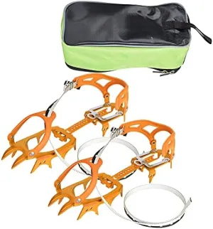 1 Pair Crampons, 14 Teeth Ice Crampons Anti Slip Shoe Grips Spikes Cleats for Outdoor Snow Hiking Climbing