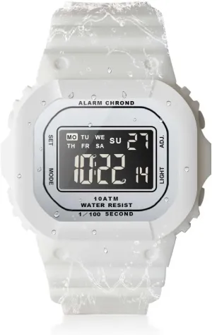 10 ATM Water Resistant Sports Watch for Women and Girls Swimming and Diving, Alarm Clock, Stopwatch, Timer, Dual Time, Calendar, 12 and 24 Hour Format Switchable