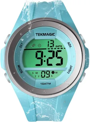 10 ATM Waterproof Sports Watch Boys Girls Swimming Diving Watch 100m Underwater with Stopwatch, Chronograph, Alarm, Dual Time Zone, 12/24 Hours Format (W59-CUS-BK)