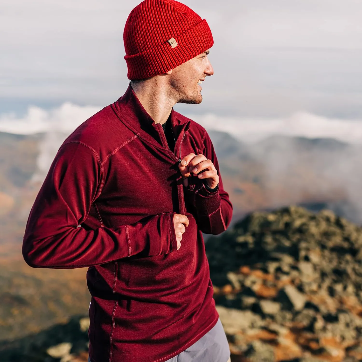 100% Merino Wool - Men’s Midweight Quarter Zip - Warm Pullover - Midlayer