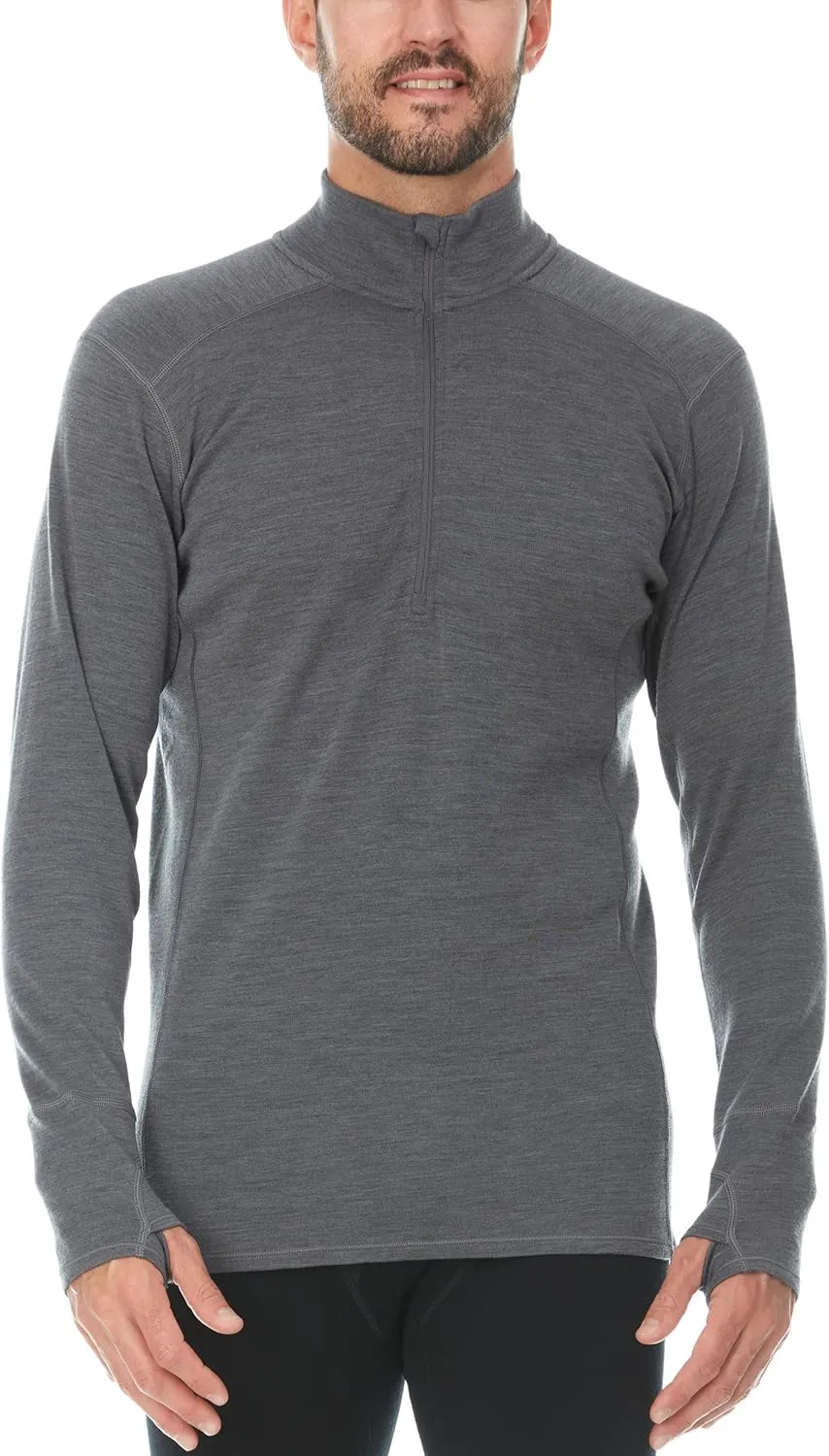 100% Merino Wool - Men’s Midweight Quarter Zip - Warm Pullover - Midlayer