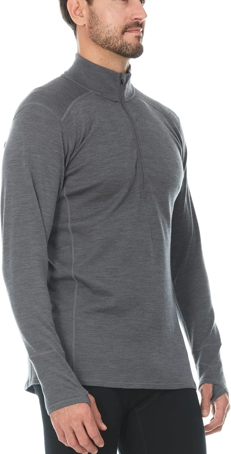 100% Merino Wool - Men’s Midweight Quarter Zip - Warm Pullover - Midlayer