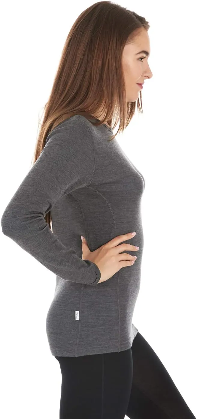 100% Merino Wool - Women's Midweight Base Layer - Long Sleeve Crew