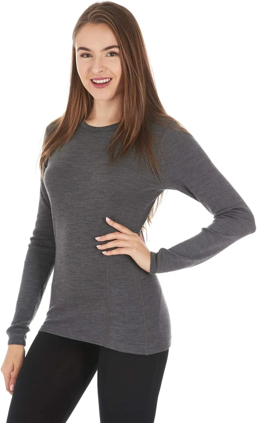 100% Merino Wool - Women's Midweight Base Layer - Long Sleeve Crew