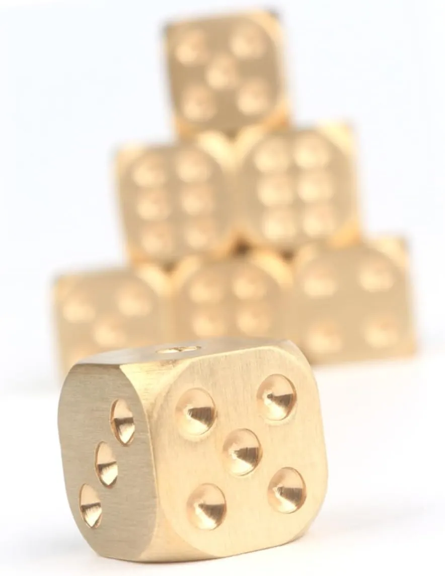 10pcs Solid Brass Dices Pure Copper Metal for Mahjong Table Games Entertainment Manual Polishing Unique Design for Party Fun Creative Gaming