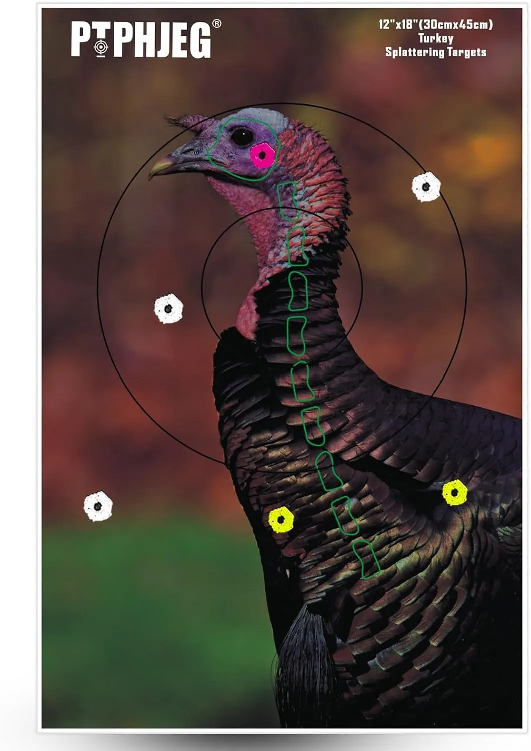 12"x 18" Small Game Animal Targets & Reflective Turkey Targets - Photo-Realistic Instant Splatter Shot Targets - for All Guns and calibers - 10/25/50 Pack