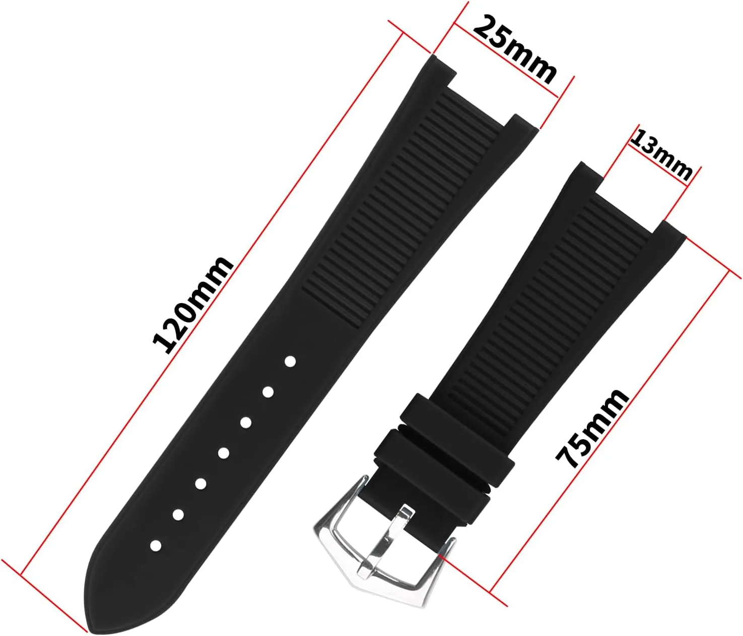 13mm x25mm Resin Watch Band replacement for Patek Philippe Nautilus PP 5711 1A010 5712 5712G 5726 5980 Strap Wirstband accessories for Men and Women