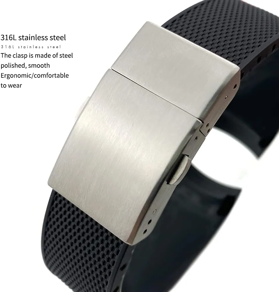 19mm 20mm 21mm Rubber Silicone Watch Strap Waterproof Watchband for Longines master Conquest HydroConquest L3 Black Accessories