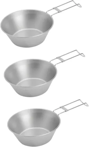 1pc Outdoor Portable Stainless Steel Camping Bowl Foldable Travel Cup with Handle for Lightweight Compact Design for Camping Hiking Fishing Picnic Activities