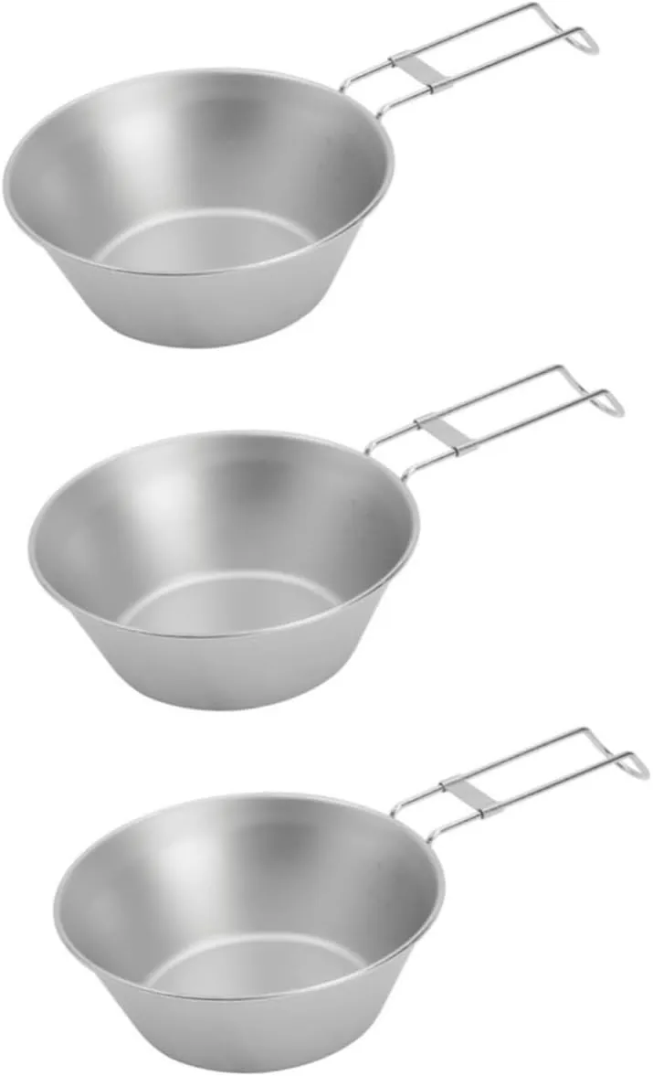 1pc Outdoor Portable Stainless Steel Camping Bowl Foldable Travel Cup with Handle for Lightweight Compact Design for Camping Hiking Fishing Picnic Activities