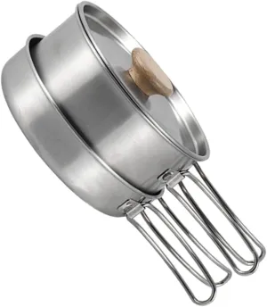 1set Folding Handle Camping Pan Professional Portable Cooking Pot for Outdoor Cooking Ergonomic Design Quick Heating for Hiking and Picnics