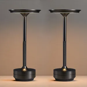 2 Pack Cordless Table Lamp, Rechargeable Portable 5000mAh Battery Powered Lamps, Outdoor Desk Lamp 3 Color Stepless Dimming, LED Touch Bedside Table Lamp for Restaurant/Bar/Kitchen/Patio (Black)