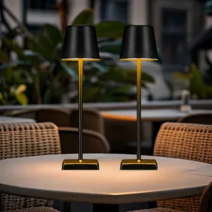 2 Pack Cordless Table Lamps,Rechargeable Outdoor Solar LED Lamp,Portable USB Desk Lamp Waterproof,2000mAh Battery Operated,Touch Stepless Dimming Light for Bedroom,Restaurants,Patio,Camping,Black