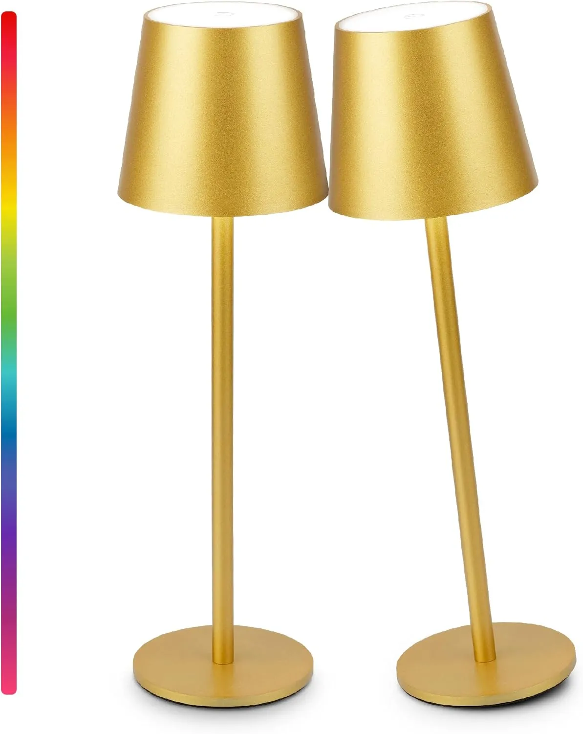 2-Pack Gold RGB Cordless Table Lamp, 5200mAh RGB 8 Modes & Touch Control Rechargeable Battery Desk Lamp, IP54 Waterproof Outdoor Table lamp for Bedroom/Outdoor/Restaurant/Camping/Bars(Gold)