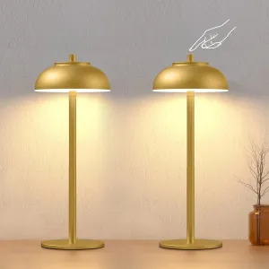2 Pack Led Cordless Table Lamp: Modern Portable Desk Lamp for Indoor/Outdoor Use, 3 Color Dimming Rechargeable Battery Lights for Dining Room, Living Room, Patio, Camping(Gold)
