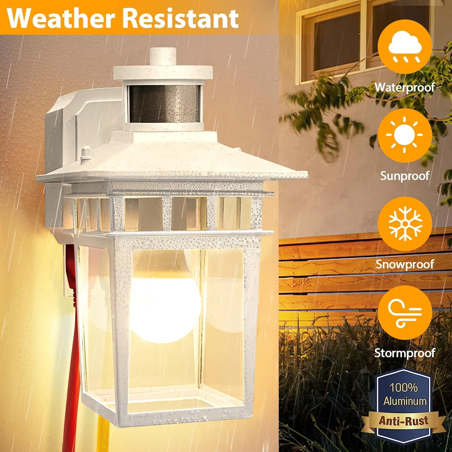 2 Pack Porch Lights with GFCI Outlet, White Dusk to Dawn Motion Sensor Outdoor Light, 3-Mode Wall Exterior Lighting Fixture, Waterproof Outside Lights Sconce for House Front Door Patio