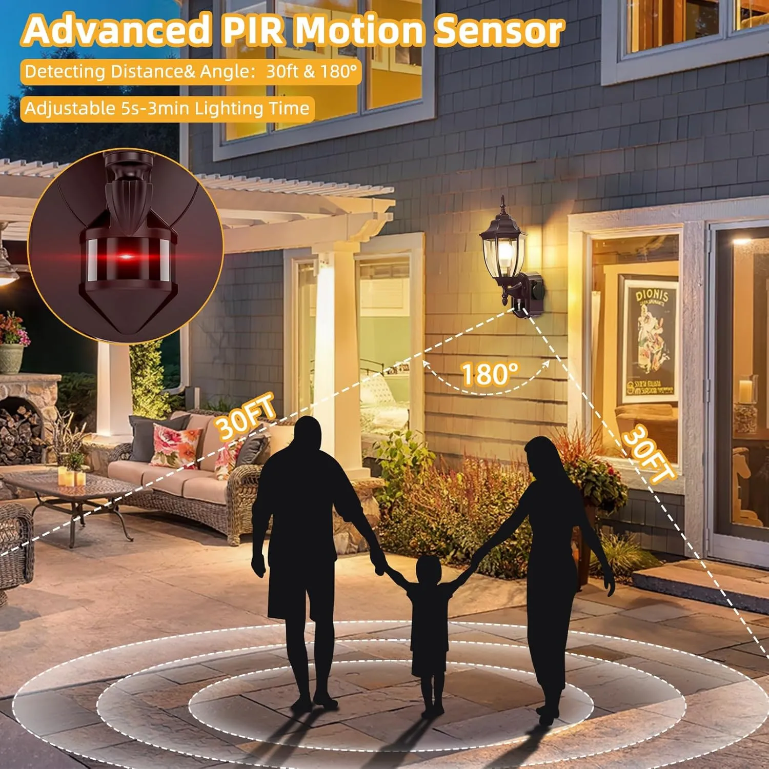 2 Pack Porch Lights with Outlet, Motion Sensor Outdoor Lights, Updated Dusk to Dawn Exterior Lighting Fixtures, Waterproof Anti-Rust Aluminum Outside Lights for House Entryway Garage, Bronze