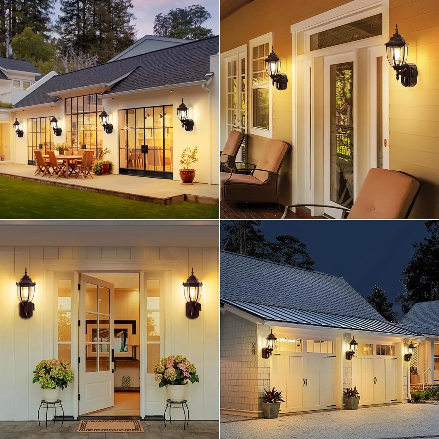 2 Pack Porch Lights with Outlet, Motion Sensor Outdoor Lights, Updated Dusk to Dawn Exterior Lighting Fixtures, Waterproof Anti-Rust Aluminum Outside Lights for House Entryway Garage, Bronze