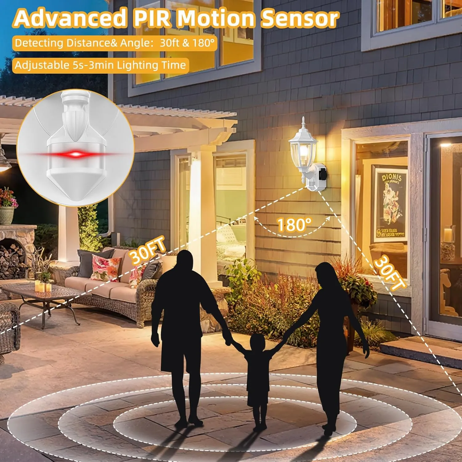 2 Pack Porch Lights with Outlet, Motion Sensor Outdoor Lights, Updated Dusk to Dawn Exterior Lighting Fixtures, Waterproof Anti-Rust Aluminum Outside Lights for House Entryway Garage, White