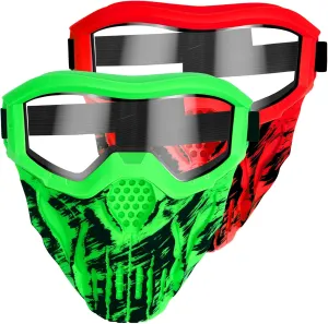 2 Pack Upgraded Tactical Mask with Goggles Compatible with Nerf Rival, Apollo, Zeus, Khaos, Atlas, & Artemis Blasters Rival Mask