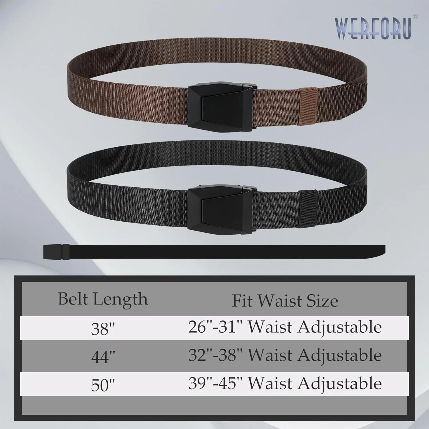 2 Pack WERFORU Tactical Nylon Belt for Men - Nylon Web Belt with Quick Release Metal Buckles