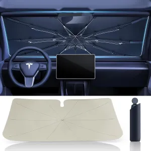 [2025 Premium Upgrade] Windshield Sun Shade Umbrella for Car - [T-Cool Coating] UV Shield Blocks 99.9% Rays, Super Heat Insulation & Cool Interior Protection | Easy Foldable Design