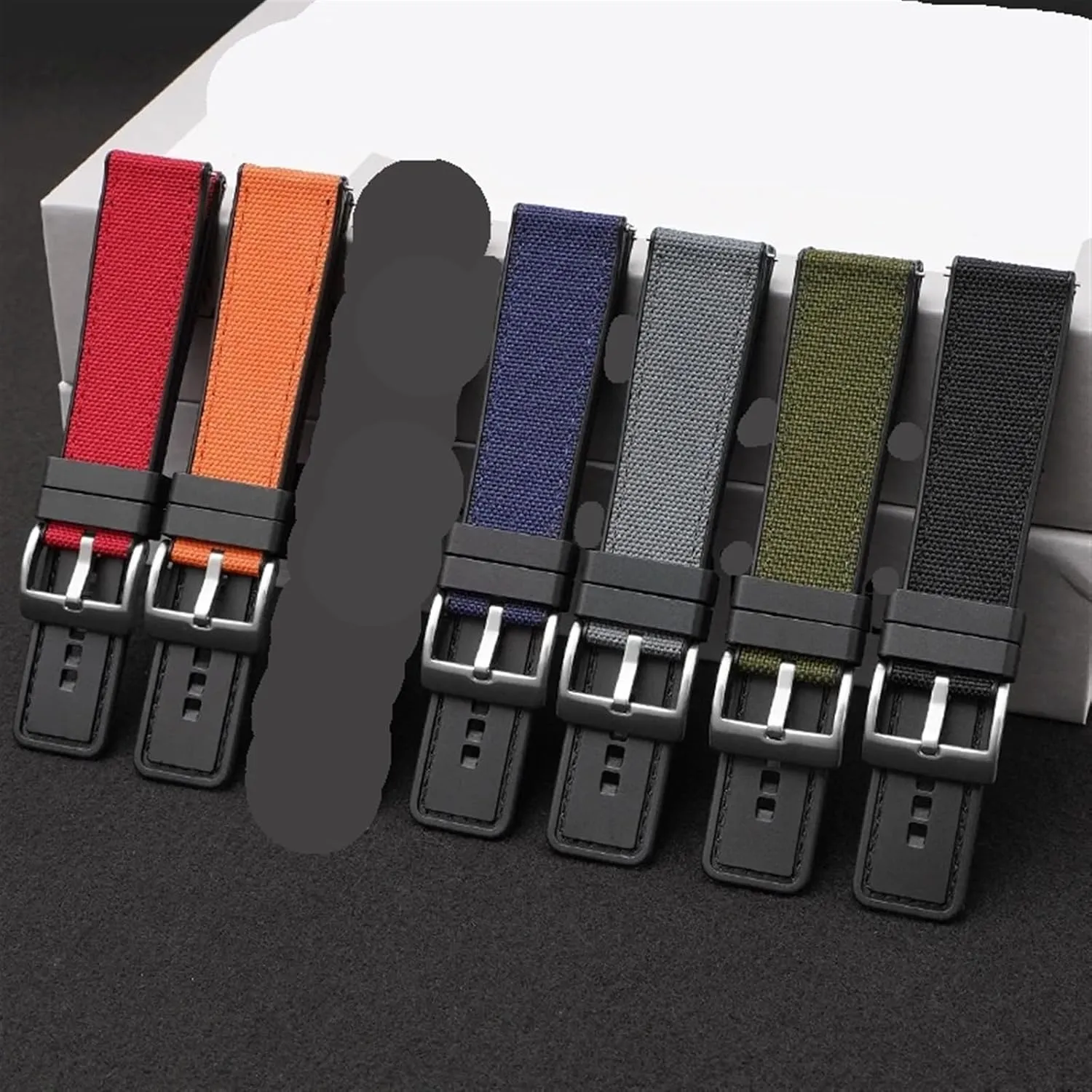 20mm 22mm 24mm Canvas Rubber Strap Quick Release Waterproof Watch Band for Men - Military Nylon Bracelet