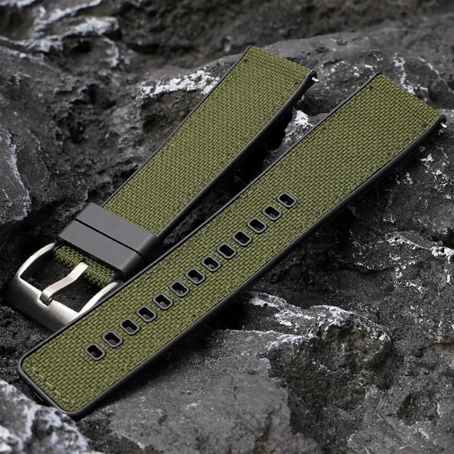 20mm 22mm 24mm Canvas Rubber Strap Quick Release Waterproof Watch Band for Men - Military Nylon Bracelet