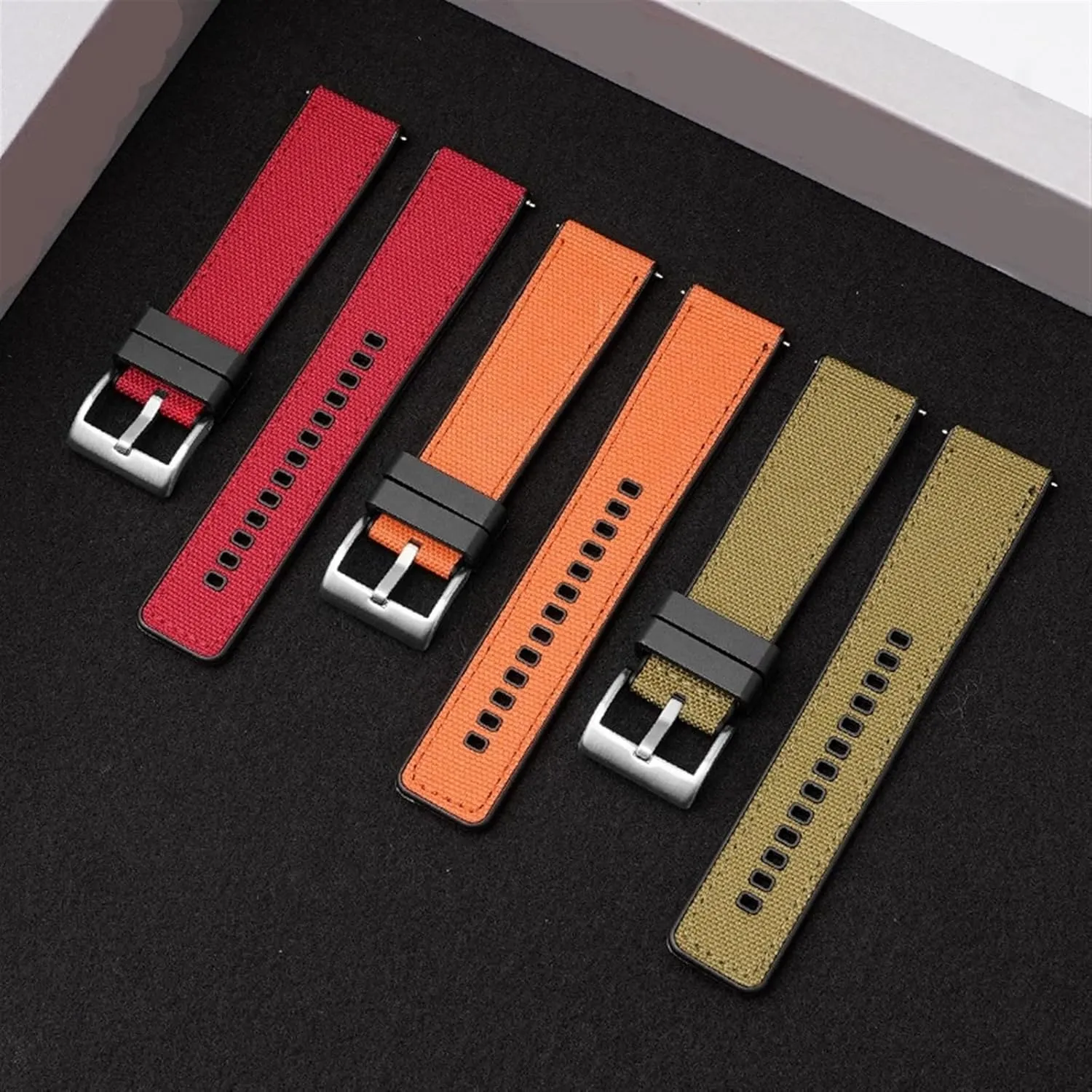 20mm 22mm 24mm Canvas Rubber Strap Quick Release Waterproof Watch Band for Men - Military Nylon Bracelet
