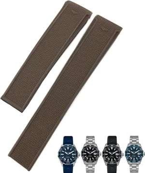 20mm 22mm Rubber Silicone Watch Strap Black Blue Brown Watch Bands for CARRERA AQUARACER F1 Diving Waterproof Bracelet, 20mm, A