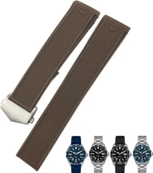 20mm 22mm Rubber Silicone Watch Strap Black Blue Brown Watch Bands for Carrera AQUARACER F1 Diving Waterproof Bracelet