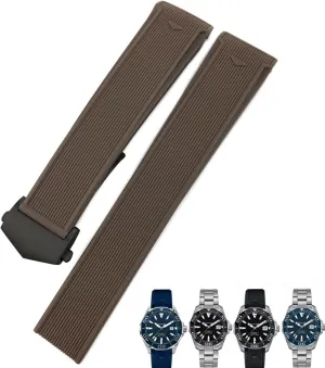 20mm 22mm Rubber Silicone Watch Strap Black Blue Brown Watch Bands for Carrera AQUARACER F1 Diving Waterproof Bracelet