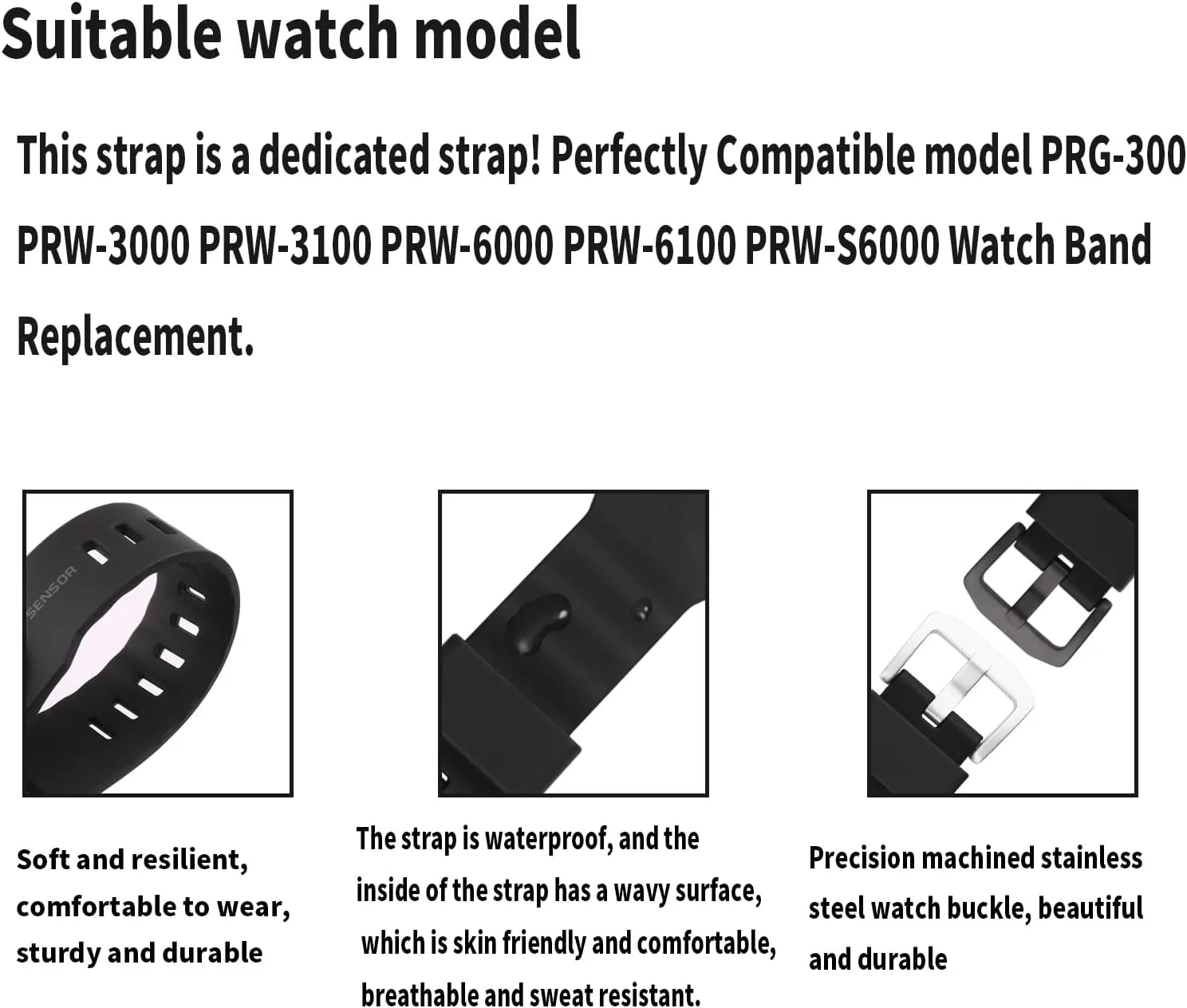 20mm Resin Watch Band replacement for Casio Protrek Pro trek PRG-300 PRW-6000 PRW-6100 PRW-3000 PRW-3100 Strap Wirstband accessories for Men and Women