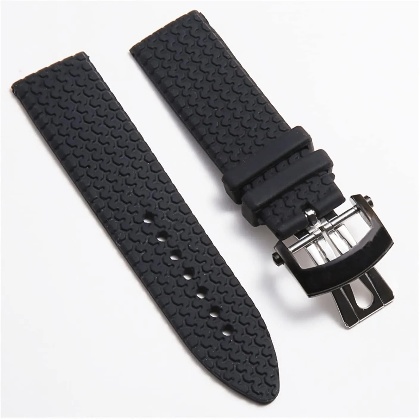 21 23mm Waterproof Rubber Watchband Compatible With Chopard Tyre Texture Silicone Watch Strap Black Men Women Tape Wrist Bracelet Logo On watch band