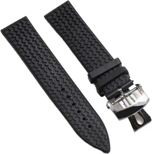 21 23mm Waterproof Rubber Watchband Compatible With Chopard Tyre Texture Silicone Watch Strap Black Men Women Tape Wrist Bracelet Logo On watch band