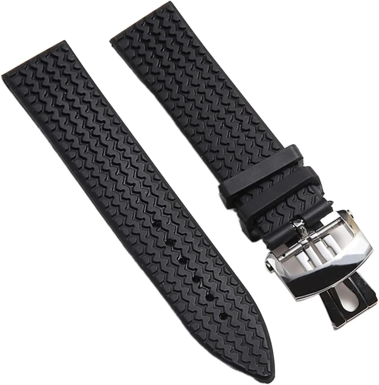 21 23mm Waterproof Rubber Watchband Compatible With Chopard Tyre Texture Silicone Watch Strap Black Men Women Tape Wrist Bracelet Logo On watch band