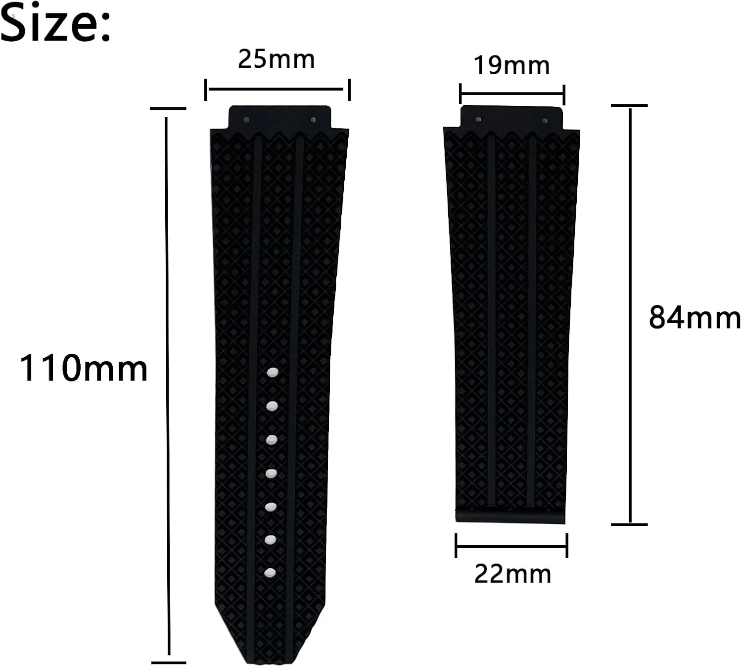 21mm 25mm Rubber Watch Band Replacement Strap Waterproof with Tool for Hublot Big Bang