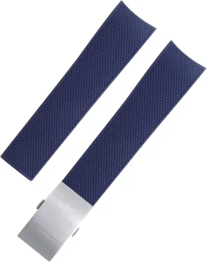 21mm Waterproof Rubber Watchband Folding Buckle，For Longines HydroConquest L3 L3.742 Diving Watch Blue