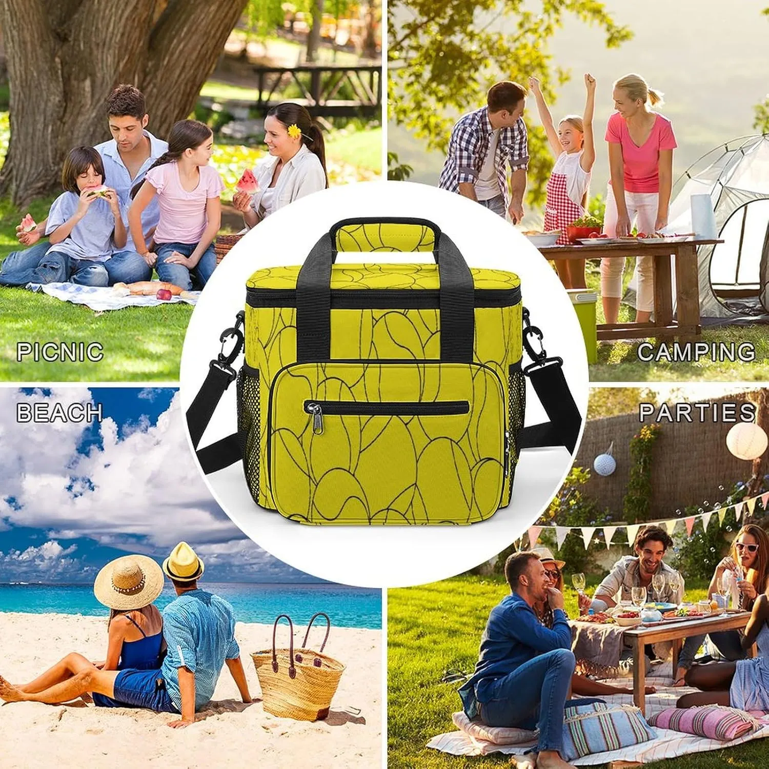 22.5L Waterproof Soft Cooler BagInsulated Lunch Box for Camping Fishing Beach Road Trips