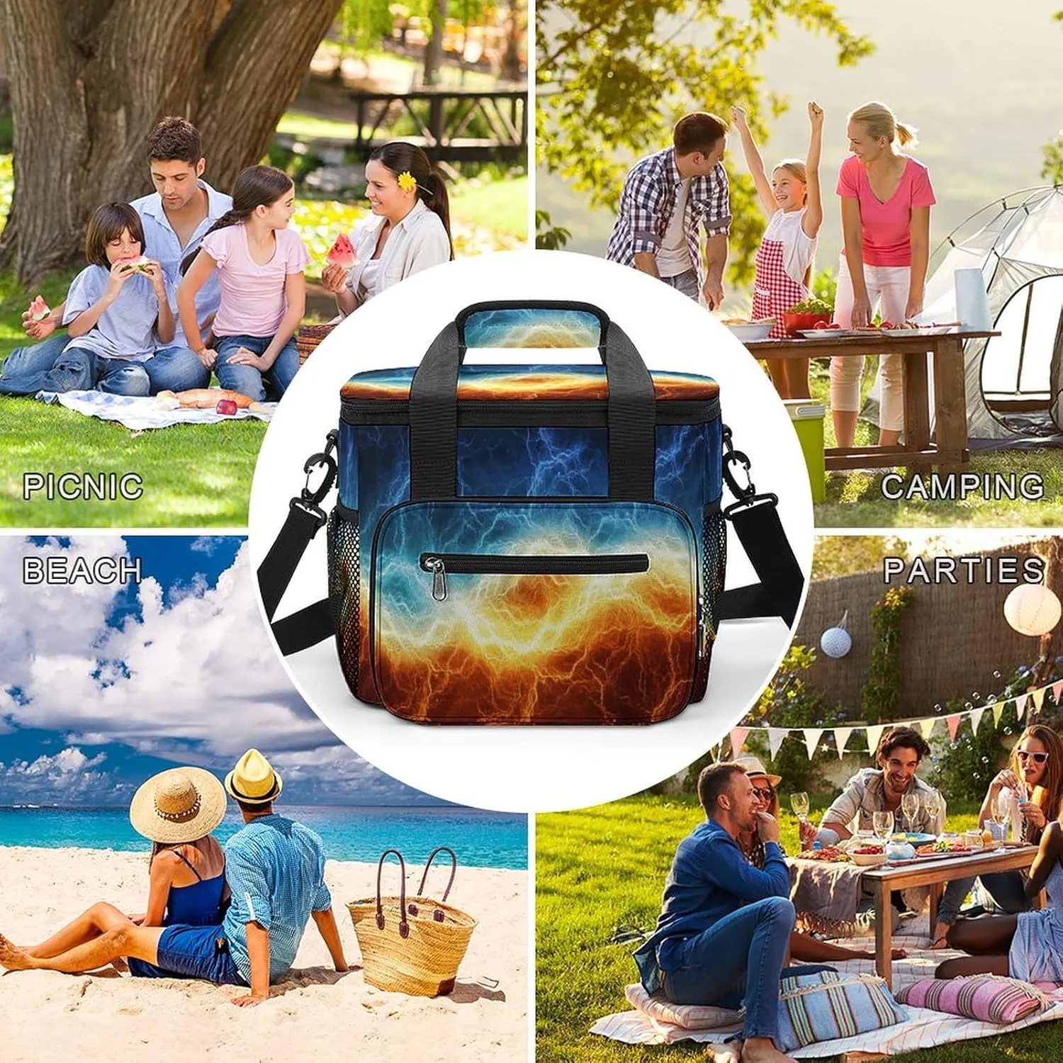 22.5L Waterproof Soft Cooler BagInsulated Lunch Box for Camping Fishing Beach Road Trips