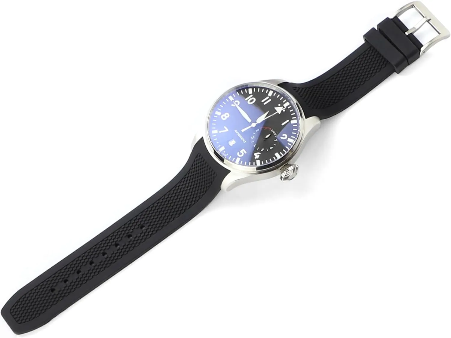 22mm Curved End Rubber Watch Band for IWC Big Pilot Watches Chronograph Watch Pilot Watch Series 46MM Soft Watch Strap Watchband