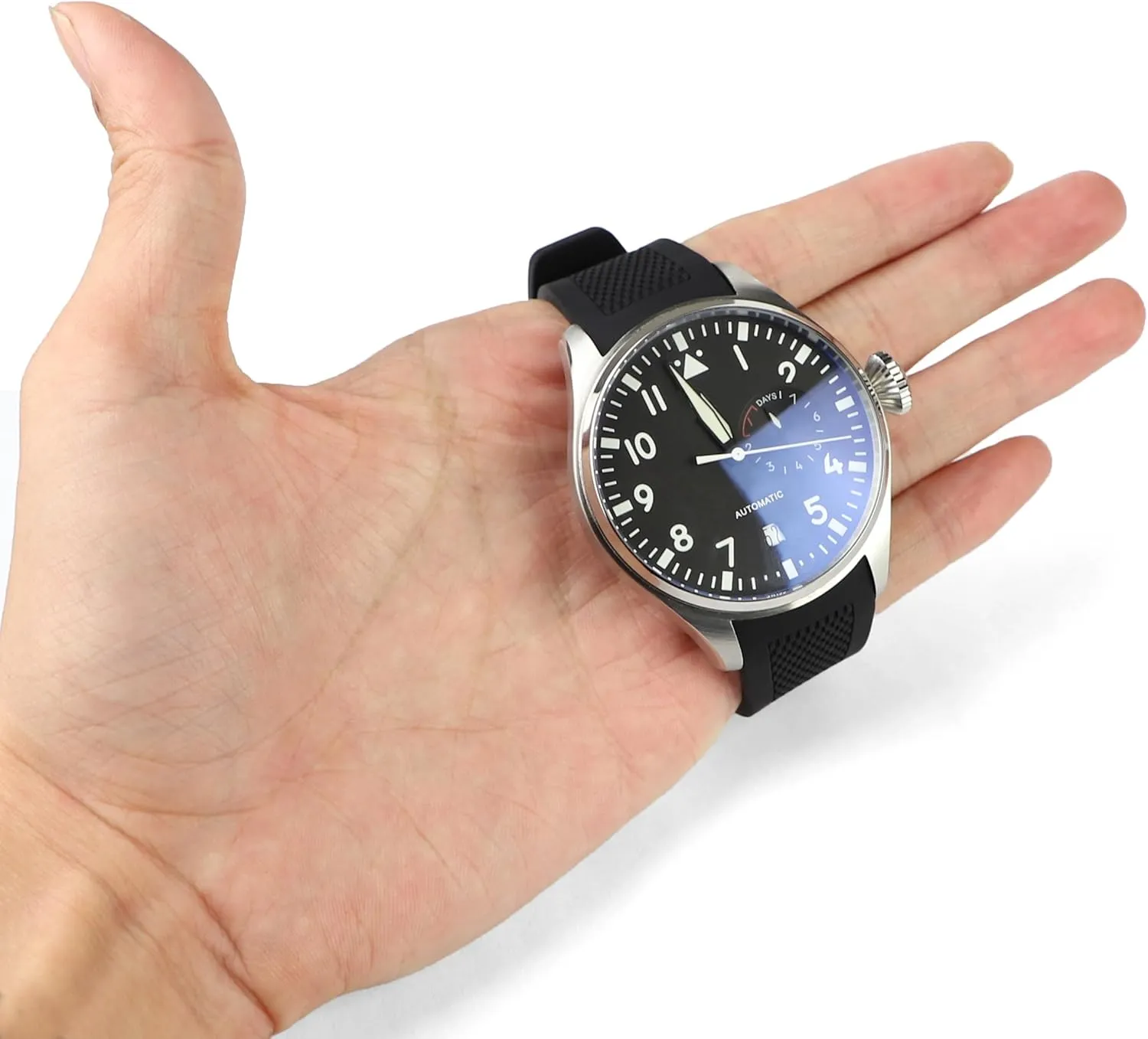 22mm Curved End Rubber Watch Band for IWC Big Pilot Watches Chronograph Watch Pilot Watch Series 46MM Soft Watch Strap Watchband