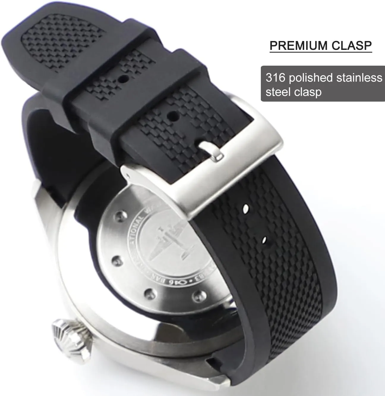 22mm Curved End Rubber Watch Band for IWC Big Pilot Watches Chronograph Watch Pilot Watch Series 46MM Soft Watch Strap Watchband
