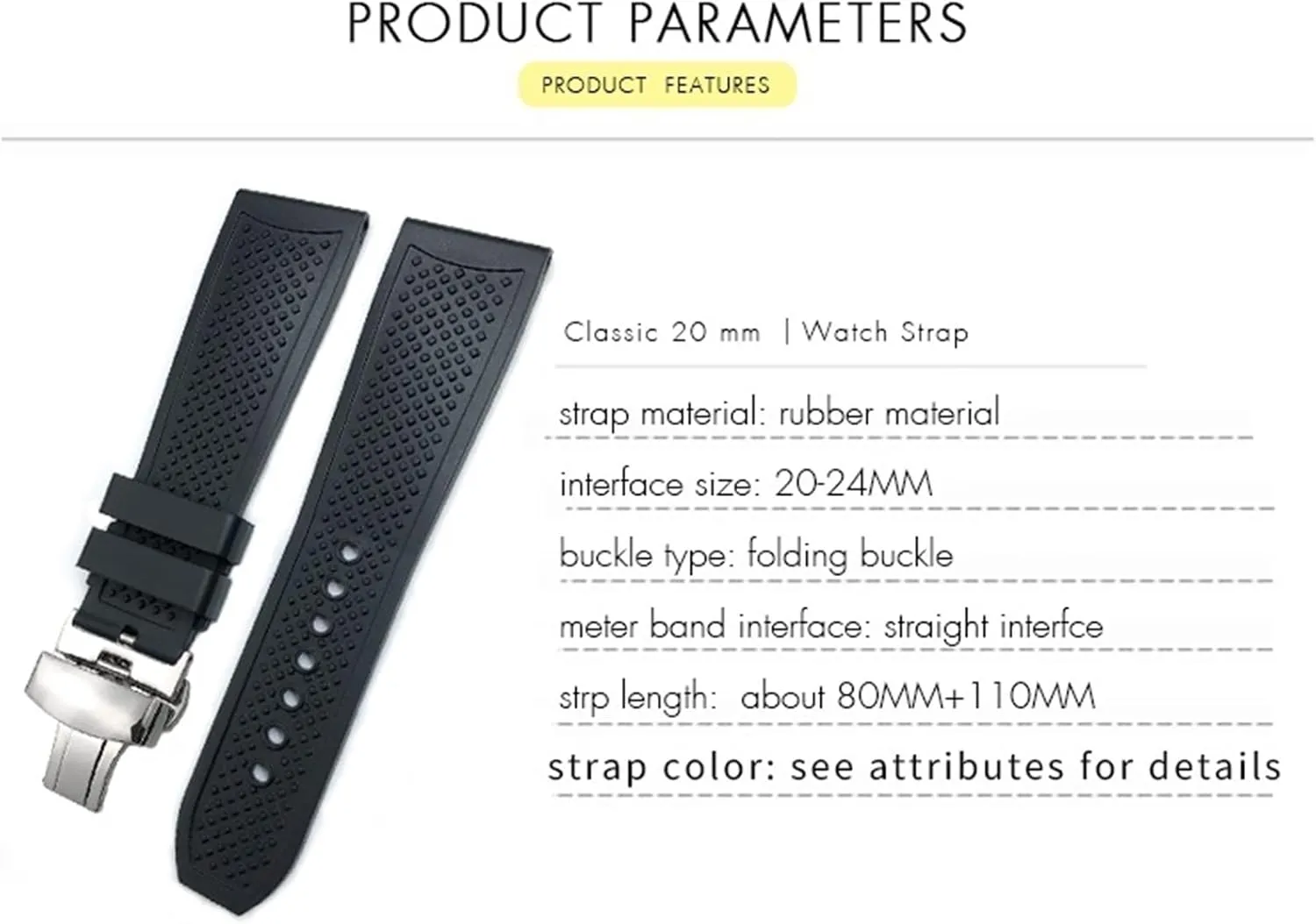 23.5mm Rubber Watchbands For CALIBRE DE CARTIER TANK SOLO SANTOS DE Waterproof Silicone Watch Strap
