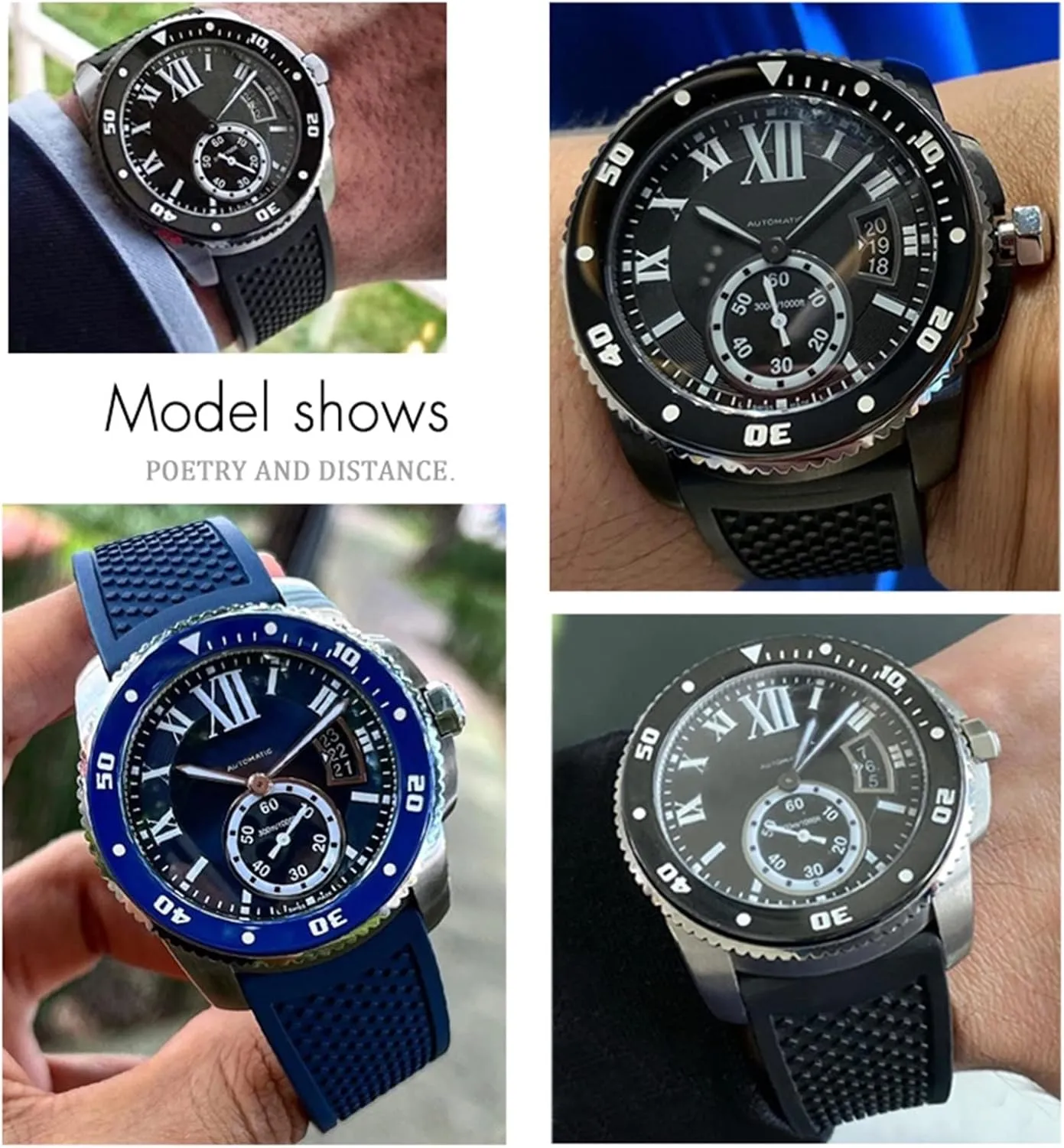 23.5mm Rubber Watchbands For CALIBRE DE CARTIER TANK SOLO SANTOS DE Waterproof Silicone Watch Strap