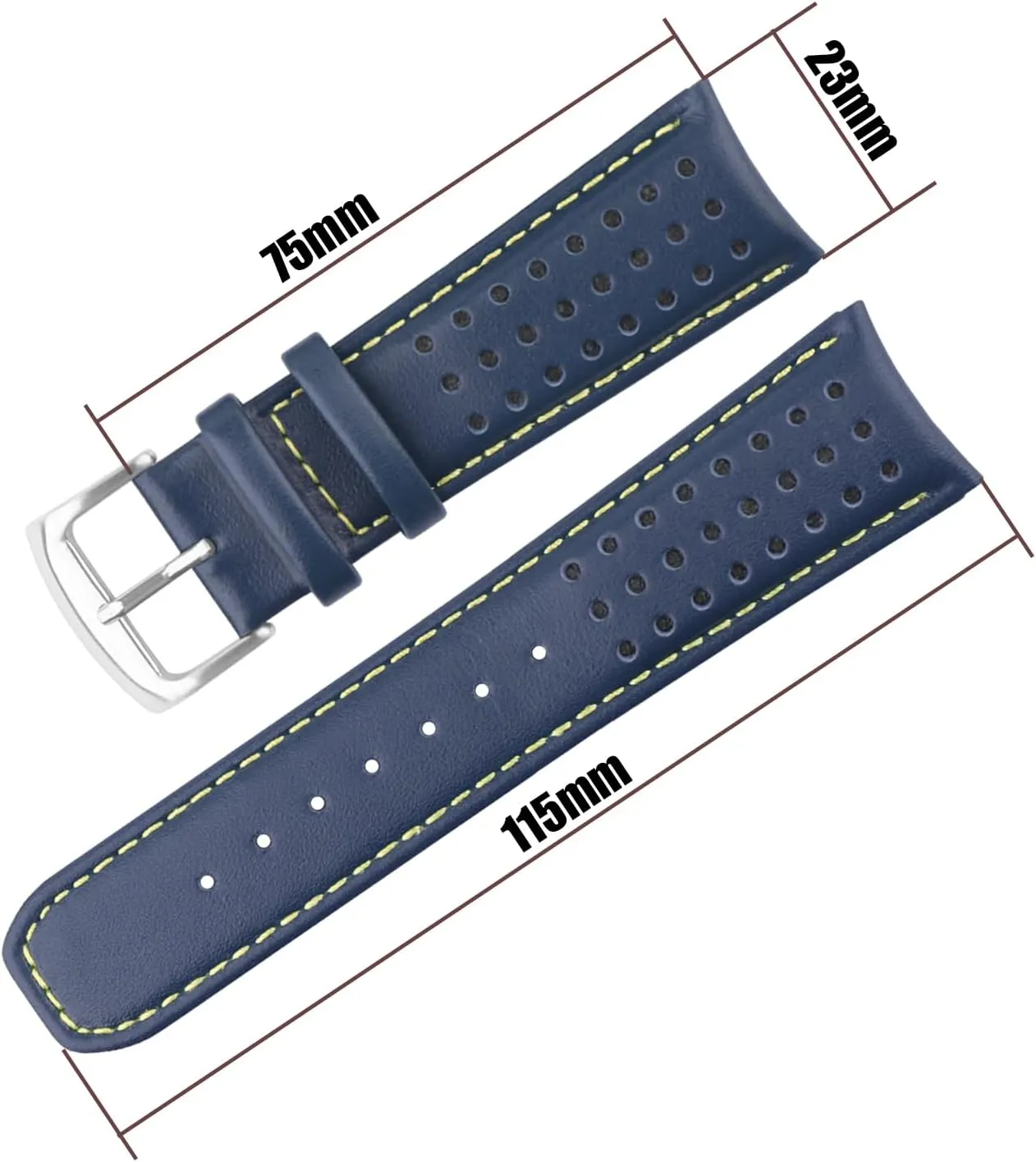23mm Leather Watch Band Compatible for Citizen Eco-Drive E168 B740 B741 BJ2110 BJ2111 BJ2115 23 mm Silicone Strap Wirstband accessories replacement for Men and Women