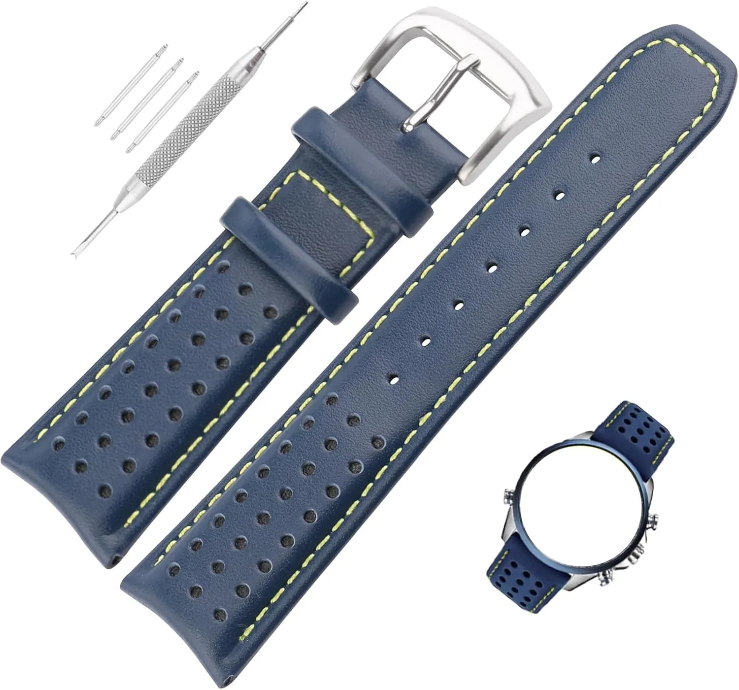 23mm Leather Watch Band Compatible for Citizen Eco-Drive E168 B740 B741 BJ2110 BJ2111 BJ2115 23 mm Silicone Strap Wirstband accessories replacement for Men and Women