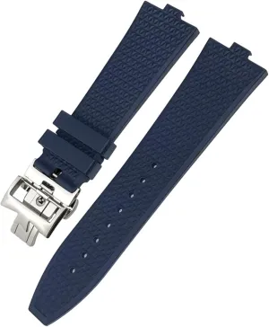 24mm*7mm Fluoro Rubber Watchbands Fit for Vacheron Constantin 5500V 4500V 7900 Black Blue Watch Men waterproof Strap(Blue)