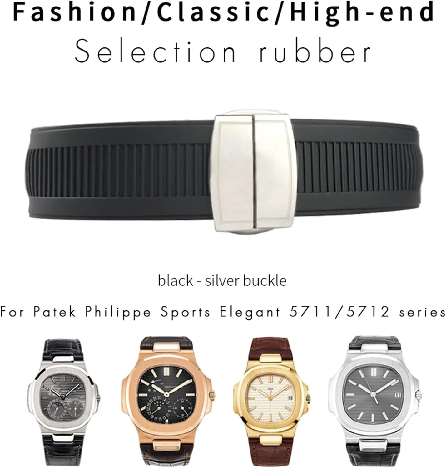 25mm Notch Shape Rubber Silicone Watch Strap Waterproof Watch Bands For PATEK PHILIPPE Nautilus Men Bracelet