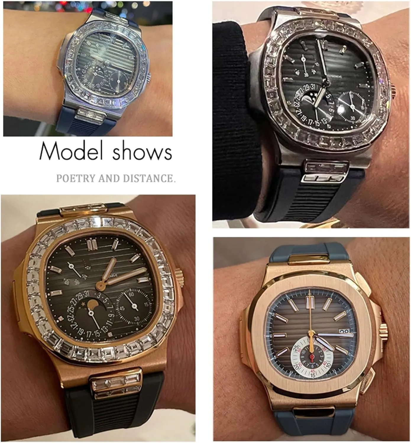 25mm Notch Shape Rubber Silicone Watch Strap Waterproof Watch Bands For PATEK PHILIPPE Nautilus Men Bracelet